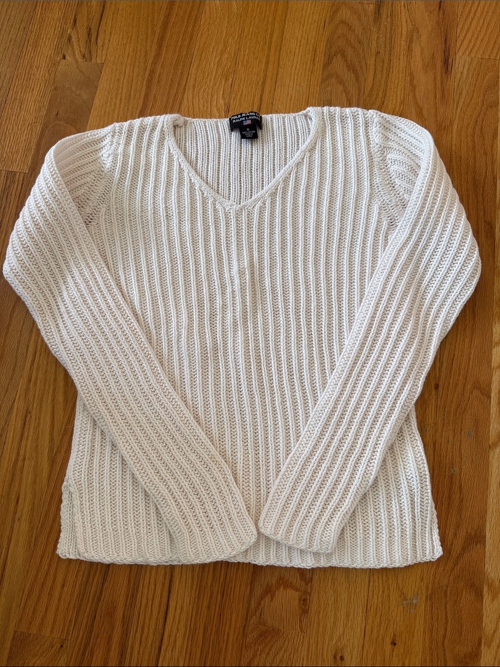 Polo by Ralph Lauren Cream V-Neck Ribbed Sweater